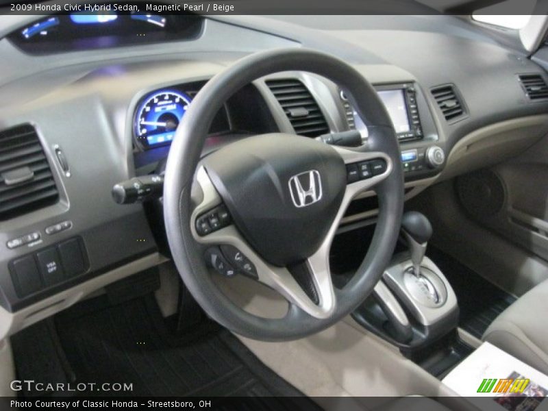 Magnetic Pearl / Beige 2009 Honda Civic Hybrid Sedan