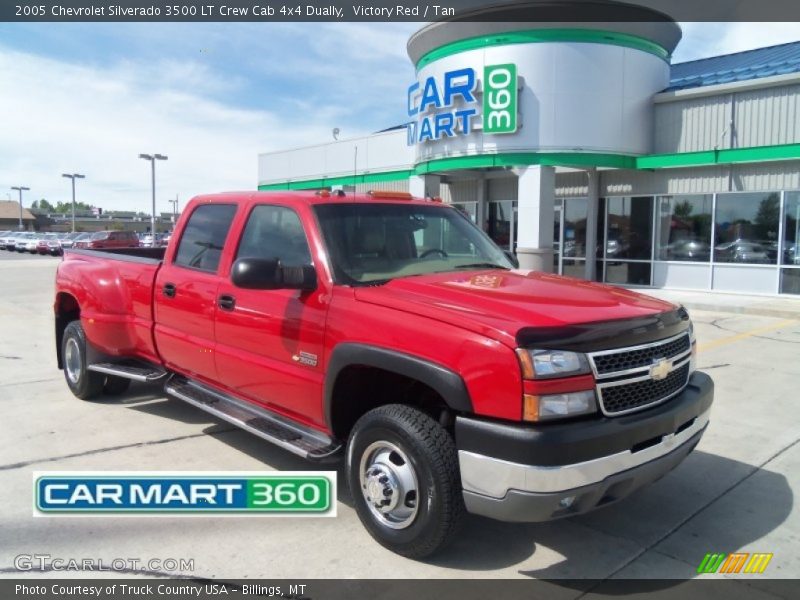 Victory Red / Tan 2005 Chevrolet Silverado 3500 LT Crew Cab 4x4 Dually