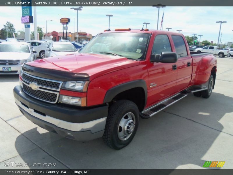 Victory Red / Tan 2005 Chevrolet Silverado 3500 LT Crew Cab 4x4 Dually