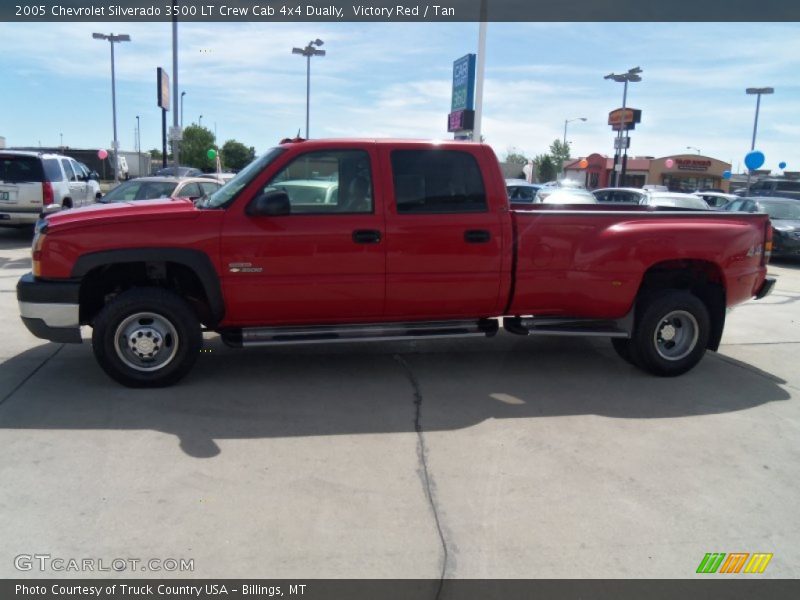 Victory Red / Tan 2005 Chevrolet Silverado 3500 LT Crew Cab 4x4 Dually