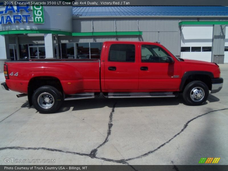 Victory Red / Tan 2005 Chevrolet Silverado 3500 LT Crew Cab 4x4 Dually
