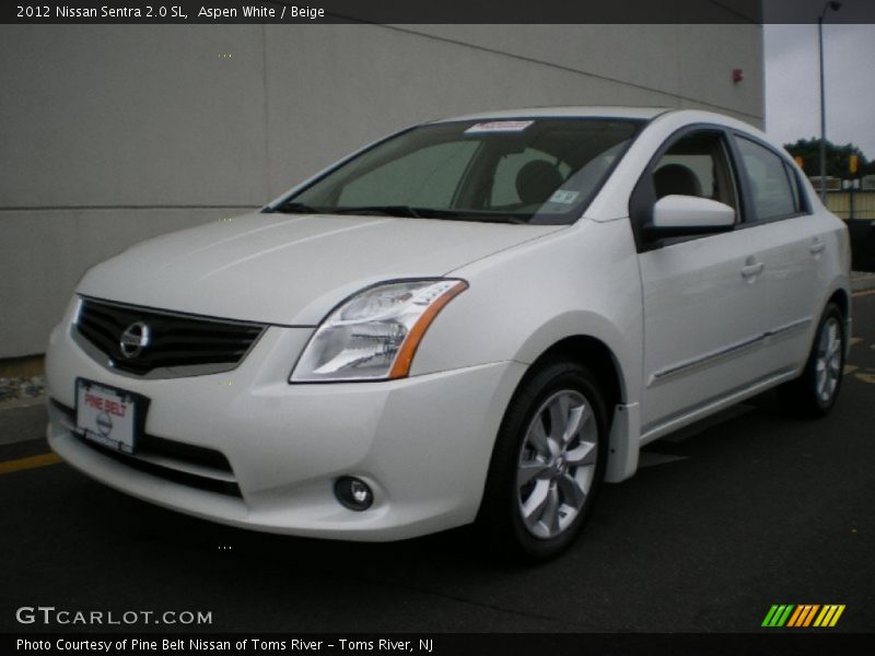 Aspen White / Beige 2012 Nissan Sentra 2.0 SL