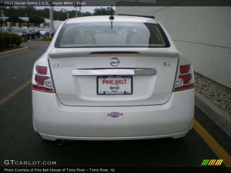 Aspen White / Beige 2012 Nissan Sentra 2.0 SL