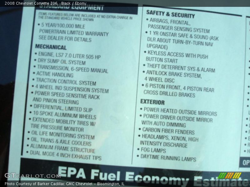 Black / Ebony 2008 Chevrolet Corvette Z06