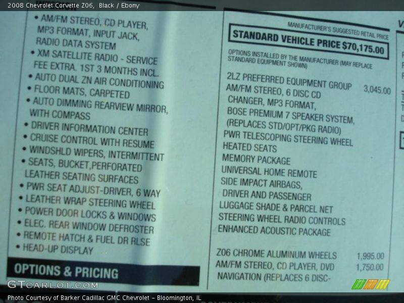 Black / Ebony 2008 Chevrolet Corvette Z06