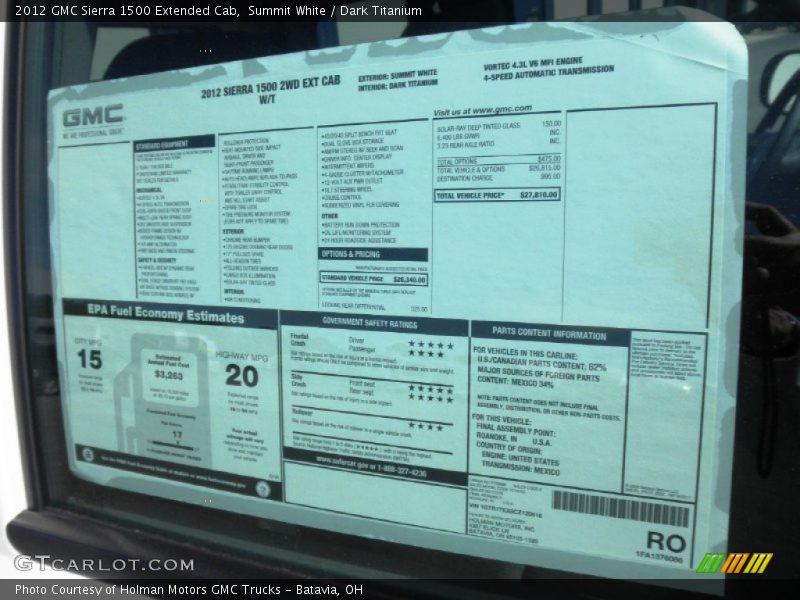 Summit White / Dark Titanium 2012 GMC Sierra 1500 Extended Cab