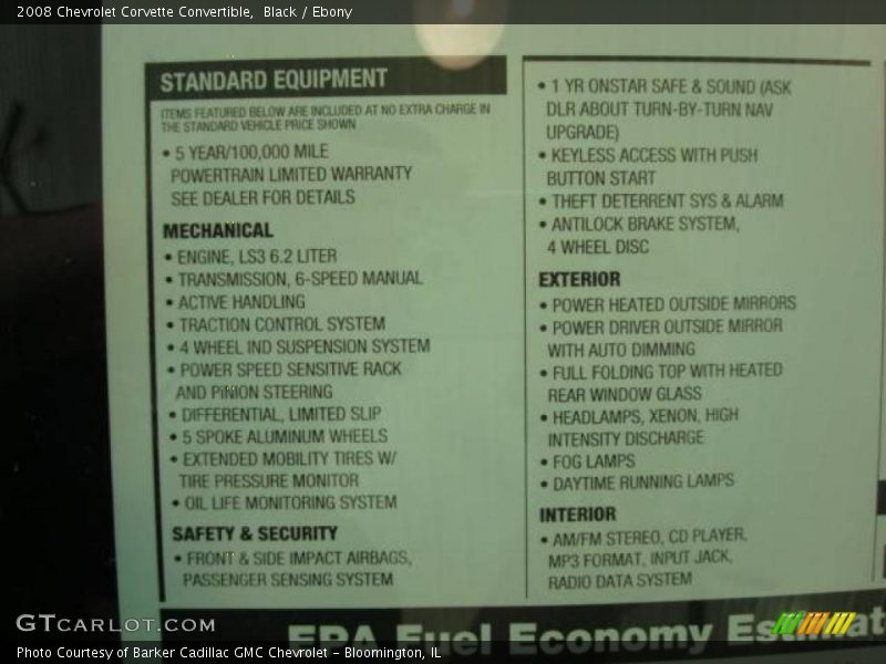 Black / Ebony 2008 Chevrolet Corvette Convertible