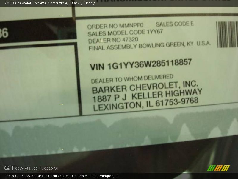 Black / Ebony 2008 Chevrolet Corvette Convertible
