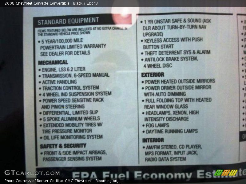 Black / Ebony 2008 Chevrolet Corvette Convertible