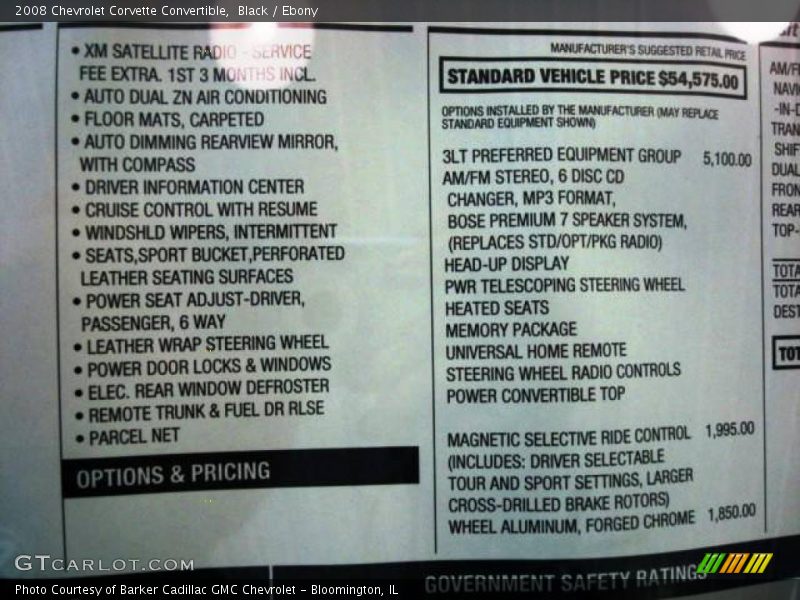 Black / Ebony 2008 Chevrolet Corvette Convertible