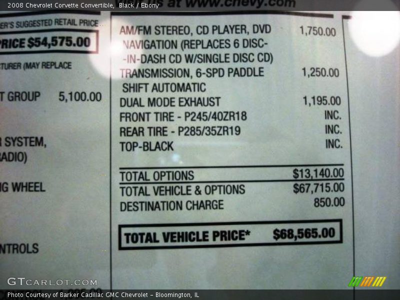 Black / Ebony 2008 Chevrolet Corvette Convertible