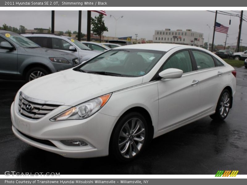 Shimmering White / Black 2011 Hyundai Sonata SE 2.0T