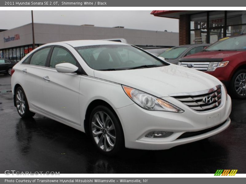 Shimmering White / Black 2011 Hyundai Sonata SE 2.0T