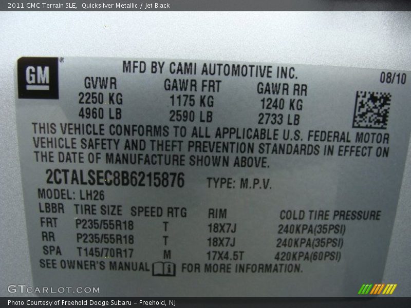 Quicksilver Metallic / Jet Black 2011 GMC Terrain SLE