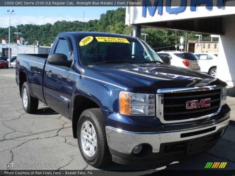 Midnight Blue Metallic / Dark Titanium 2009 GMC Sierra 1500 SLE Regular Cab