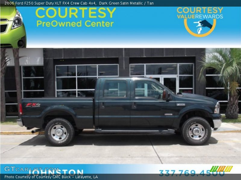 Dark Green Satin Metallic / Tan 2006 Ford F250 Super Duty XLT FX4 Crew Cab 4x4