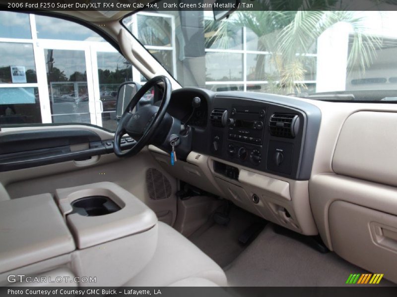 Dark Green Satin Metallic / Tan 2006 Ford F250 Super Duty XLT FX4 Crew Cab 4x4