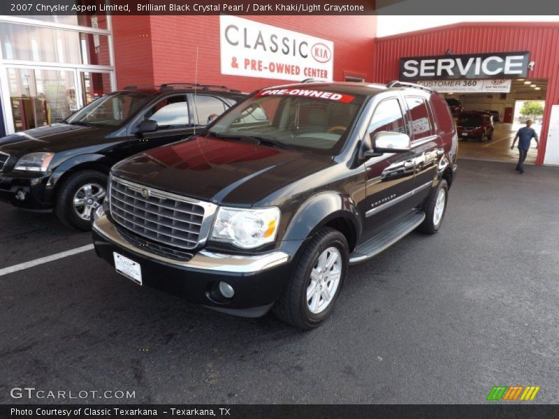 Brilliant Black Crystal Pearl / Dark Khaki/Light Graystone 2007 Chrysler Aspen Limited