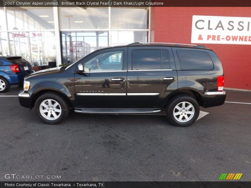 Brilliant Black Crystal Pearl / Dark Khaki/Light Graystone 2007 Chrysler Aspen Limited