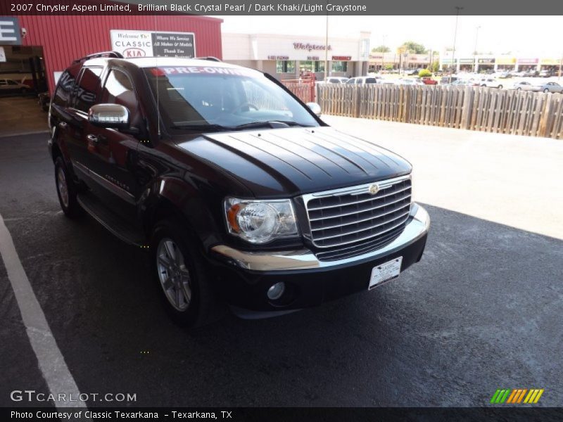 Brilliant Black Crystal Pearl / Dark Khaki/Light Graystone 2007 Chrysler Aspen Limited