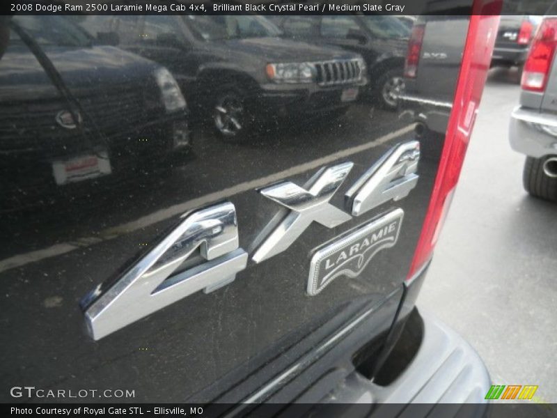 Brilliant Black Crystal Pearl / Medium Slate Gray 2008 Dodge Ram 2500 Laramie Mega Cab 4x4