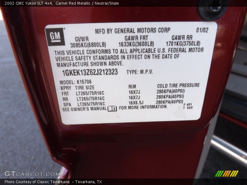 Garnet Red Metallic / Neutral/Shale 2002 GMC Yukon SLT 4x4