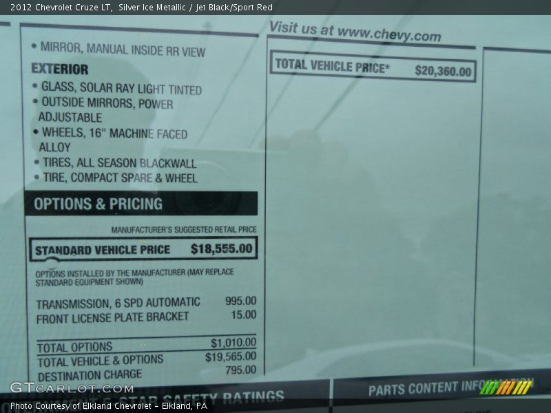 Silver Ice Metallic / Jet Black/Sport Red 2012 Chevrolet Cruze LT