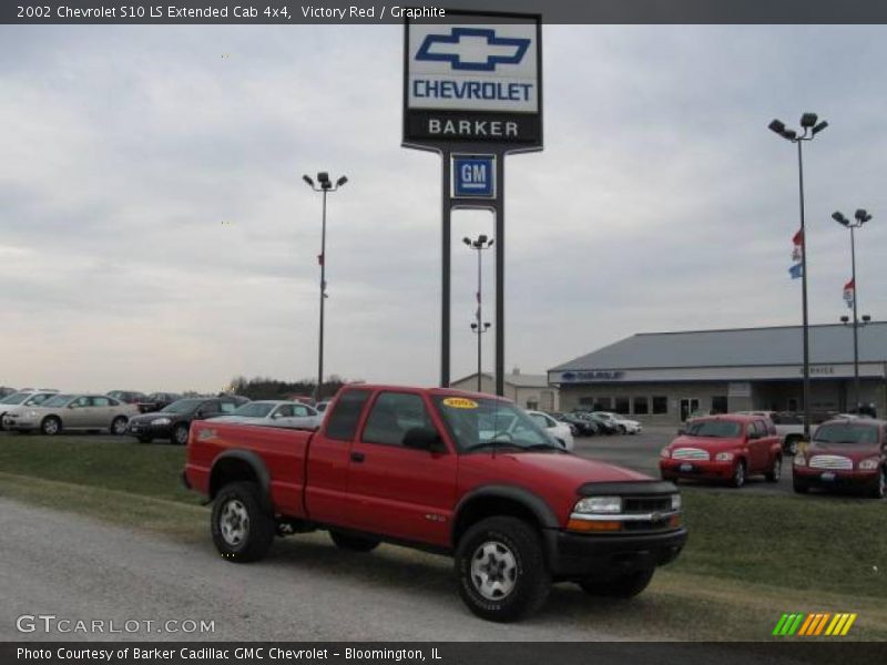 Victory Red / Graphite 2002 Chevrolet S10 LS Extended Cab 4x4