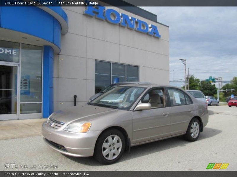 Titanium Metallic / Beige 2001 Honda Civic EX Sedan