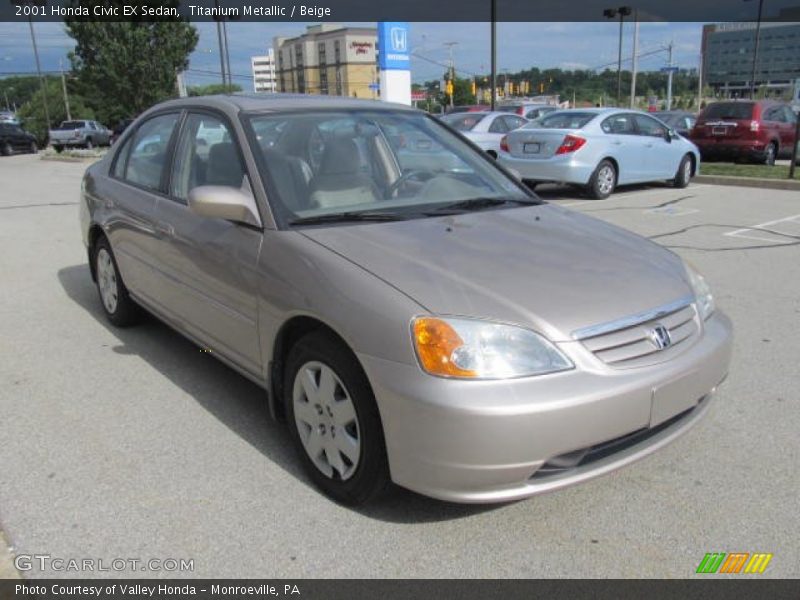 Titanium Metallic / Beige 2001 Honda Civic EX Sedan