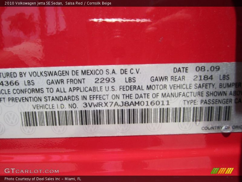 Salsa Red / Cornsilk Beige 2010 Volkswagen Jetta SE Sedan