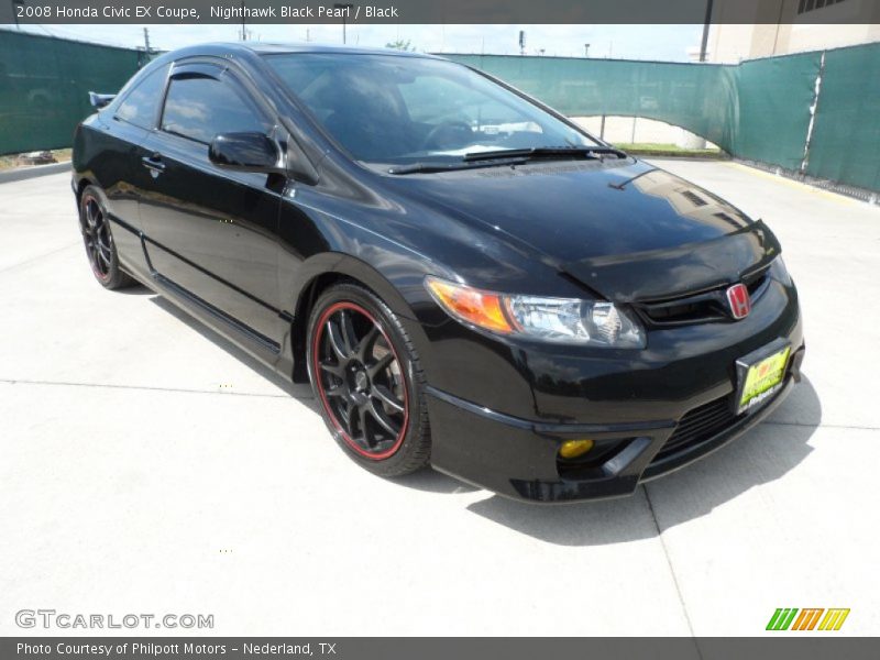 Nighthawk Black Pearl / Black 2008 Honda Civic EX Coupe