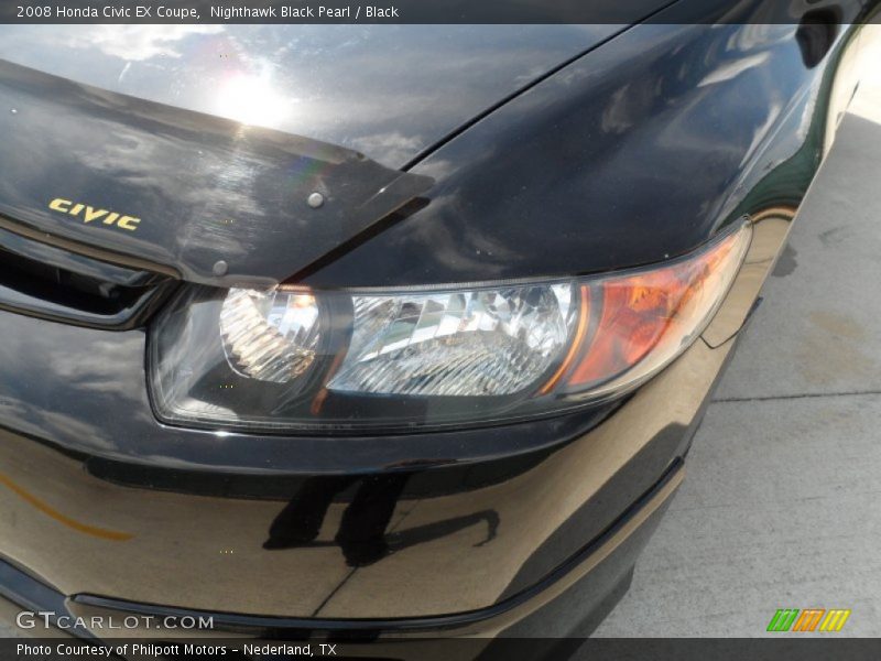 Nighthawk Black Pearl / Black 2008 Honda Civic EX Coupe