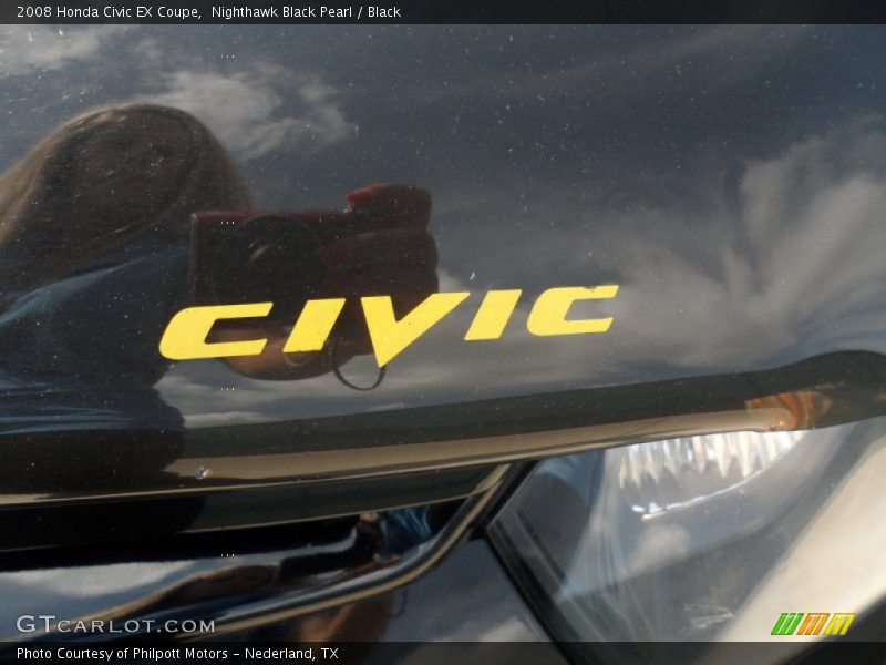 Nighthawk Black Pearl / Black 2008 Honda Civic EX Coupe