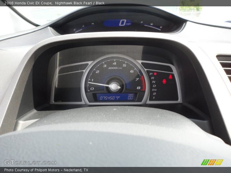 Nighthawk Black Pearl / Black 2008 Honda Civic EX Coupe