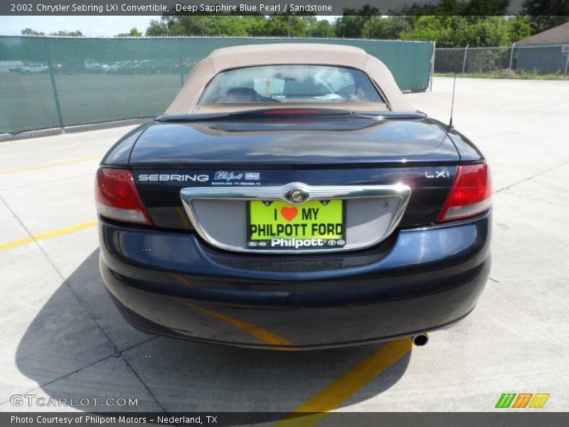 Deep Sapphire Blue Pearl / Sandstone 2002 Chrysler Sebring LXi Convertible