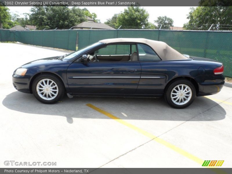Deep Sapphire Blue Pearl / Sandstone 2002 Chrysler Sebring LXi Convertible