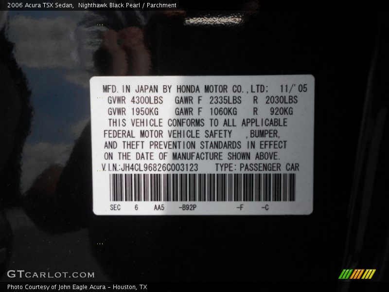 Nighthawk Black Pearl / Parchment 2006 Acura TSX Sedan