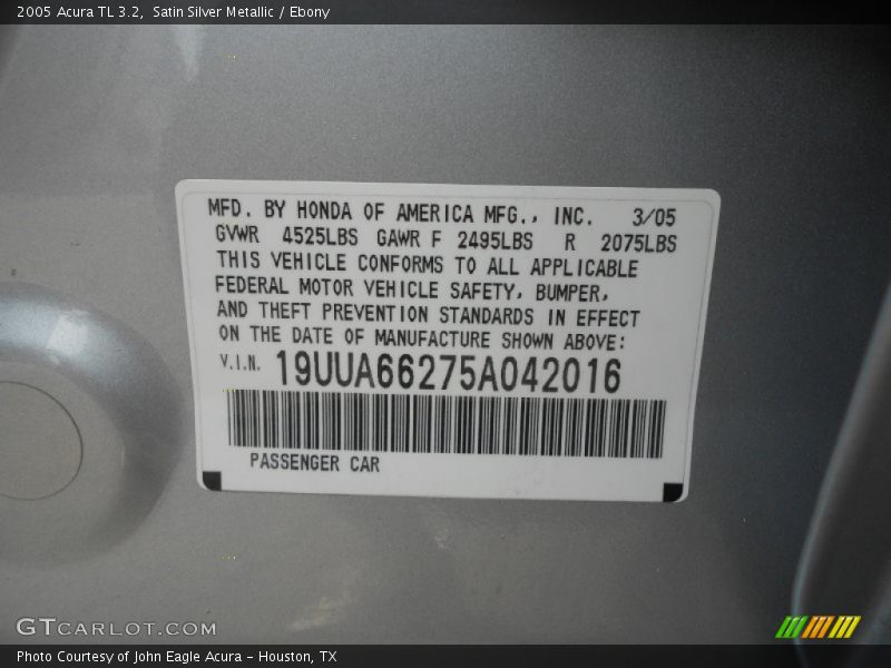 Satin Silver Metallic / Ebony 2005 Acura TL 3.2