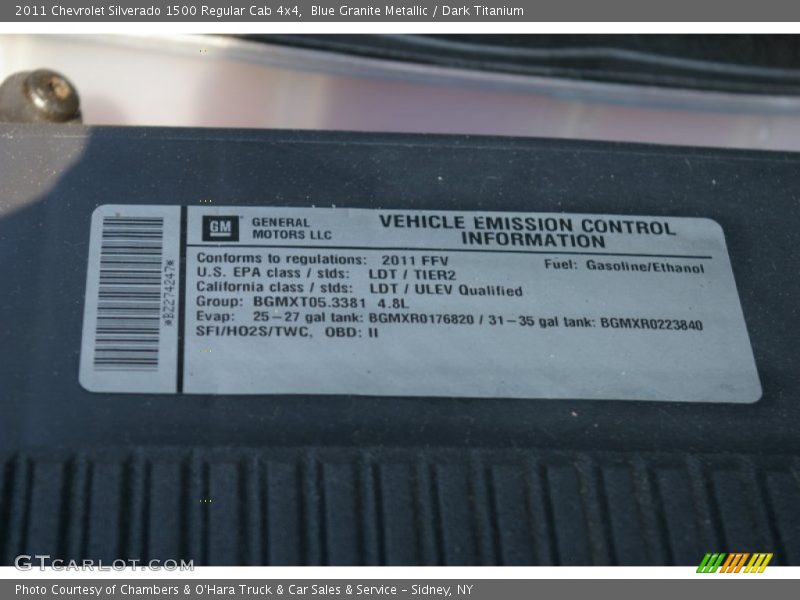 Blue Granite Metallic / Dark Titanium 2011 Chevrolet Silverado 1500 Regular Cab 4x4