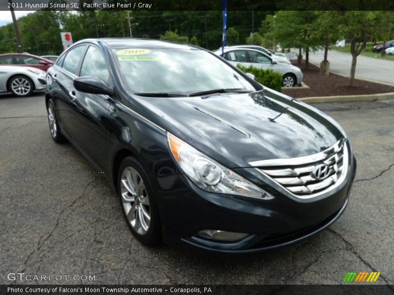 Pacific Blue Pearl / Gray 2011 Hyundai Sonata SE