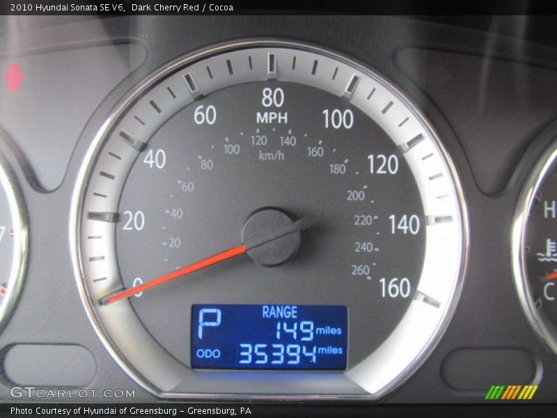 Dark Cherry Red / Cocoa 2010 Hyundai Sonata SE V6
