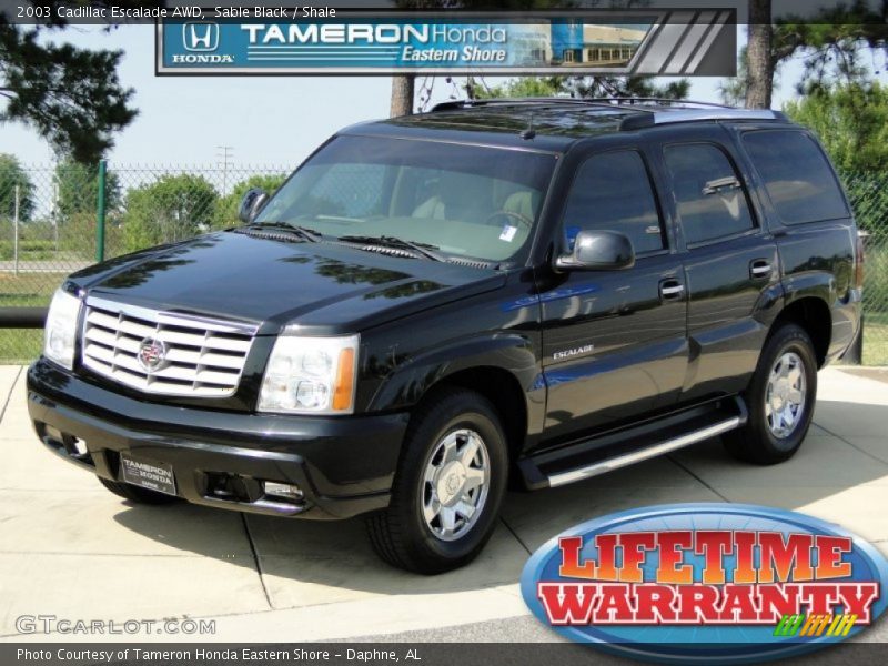 Sable Black / Shale 2003 Cadillac Escalade AWD