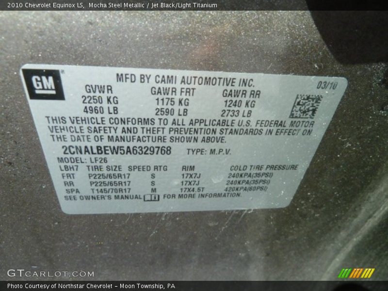 Mocha Steel Metallic / Jet Black/Light Titanium 2010 Chevrolet Equinox LS
