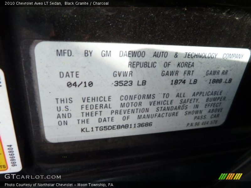 Black Granite / Charcoal 2010 Chevrolet Aveo LT Sedan