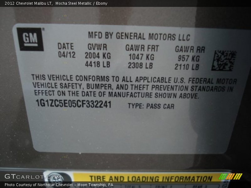 Mocha Steel Metallic / Ebony 2012 Chevrolet Malibu LT