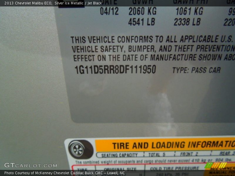Silver Ice Metallic / Jet Black 2013 Chevrolet Malibu ECO