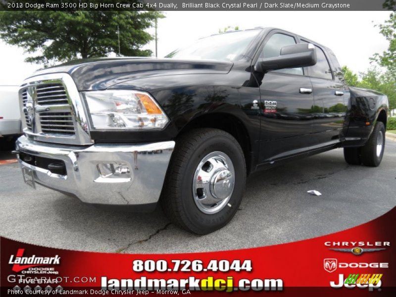 Brilliant Black Crystal Pearl / Dark Slate/Medium Graystone 2012 Dodge Ram 3500 HD Big Horn Crew Cab 4x4 Dually