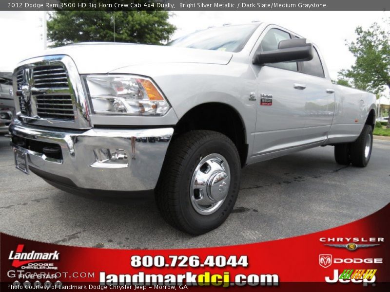 Bright Silver Metallic / Dark Slate/Medium Graystone 2012 Dodge Ram 3500 HD Big Horn Crew Cab 4x4 Dually