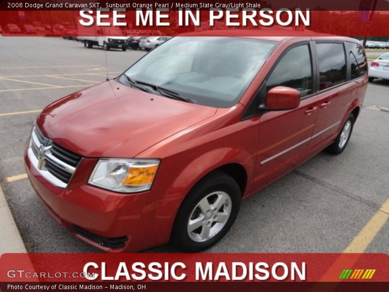 Sunburst Orange Pearl / Medium Slate Gray/Light Shale 2008 Dodge Grand Caravan SXT